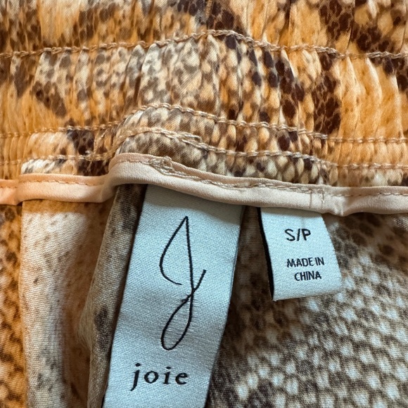 Joie Drawstring Snakeskin wide leg Pants tan size S/P - super comfy - Picture 2 of 3
